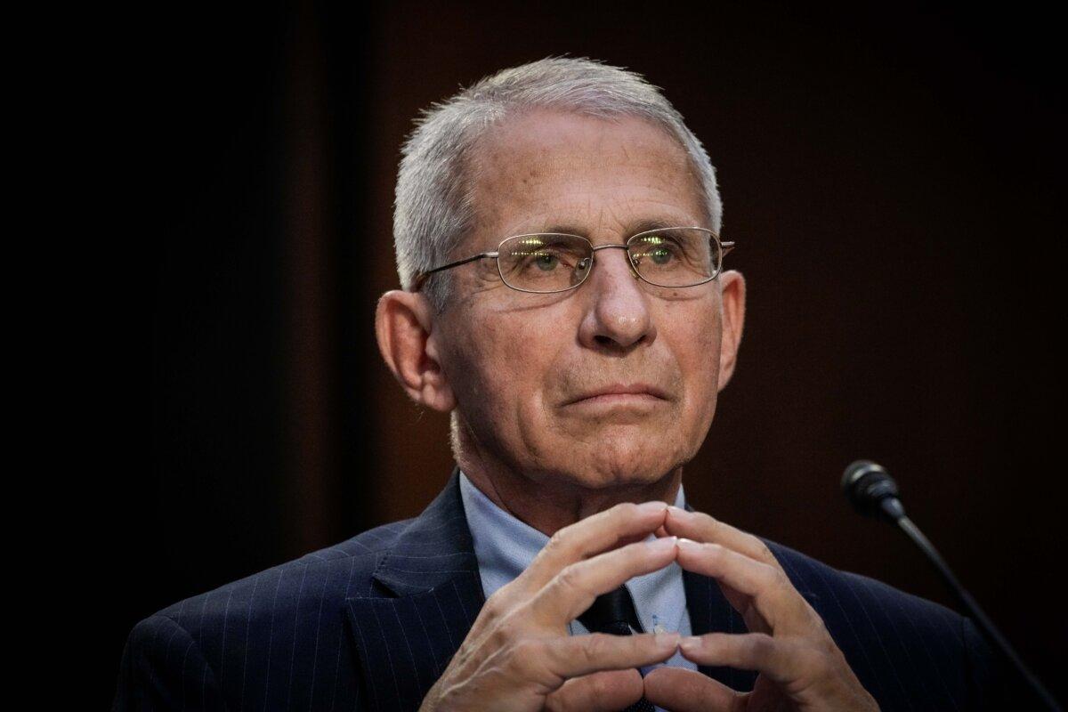 Dr. Anthony Fauci, director of the National Institute of Allergy and Infectious Diseases, testifies during a Senate Committee on Health, Education, Labor, and Pensions hearing about the federal response to monkeypox, on Capitol Hill in Washington on Sept. 14, 2022. (Drew Angerer/Getty Images)