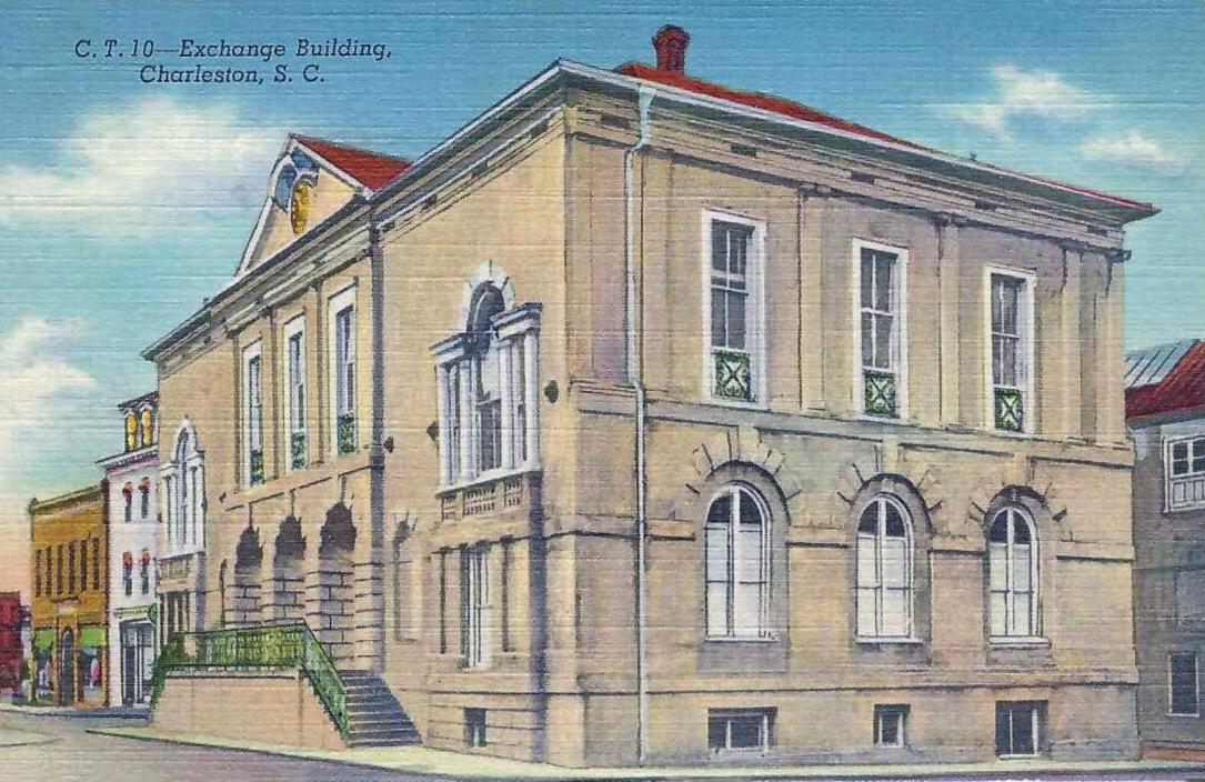 A 1940 postcard depicting the Exchange Building in Charleston, S.C. (Public Domain)