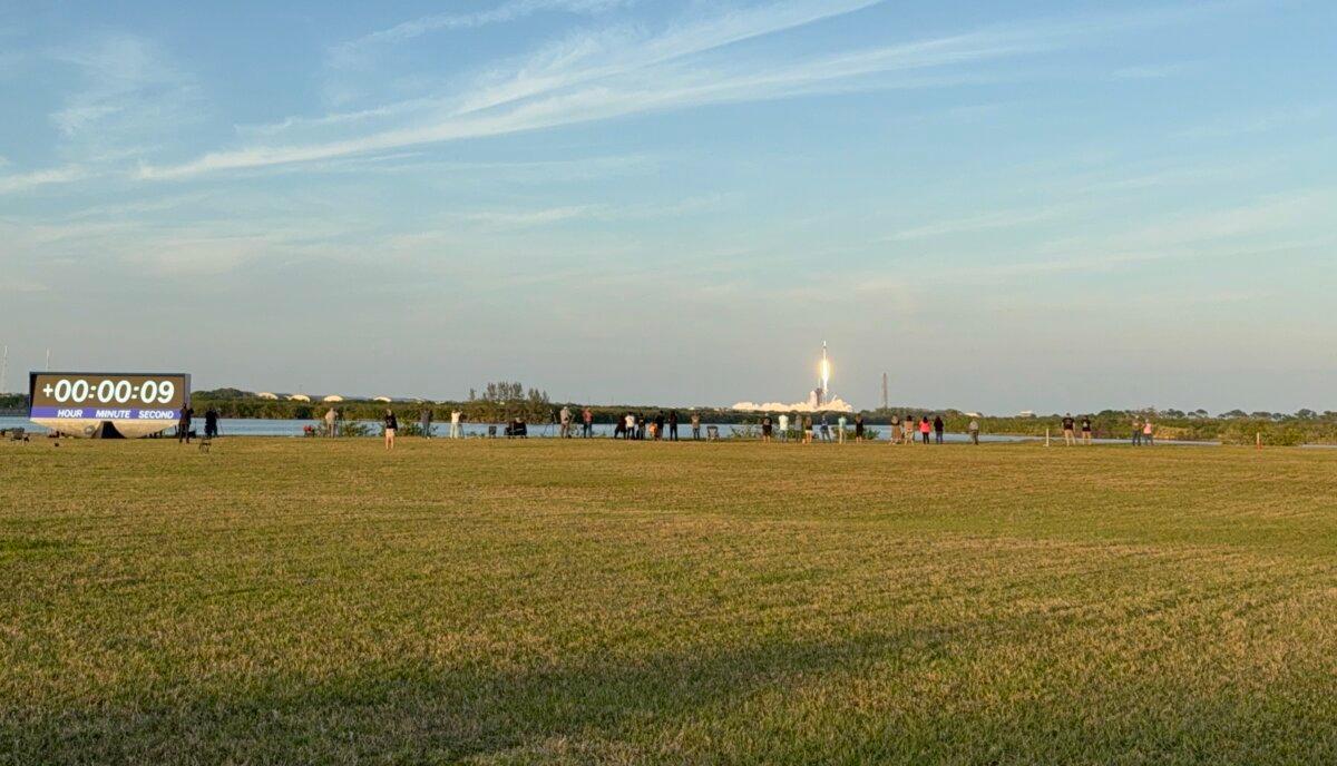 A SpaceX Falcon 9 lifts off at Launch Pad 39A at Kennedy Space Center, Fla., carrying Crew Dragon Endurance and Crew-10 astronauts to the International Space Station on March 14, 2025. (T.J. Muscaro/The Epoch Times).