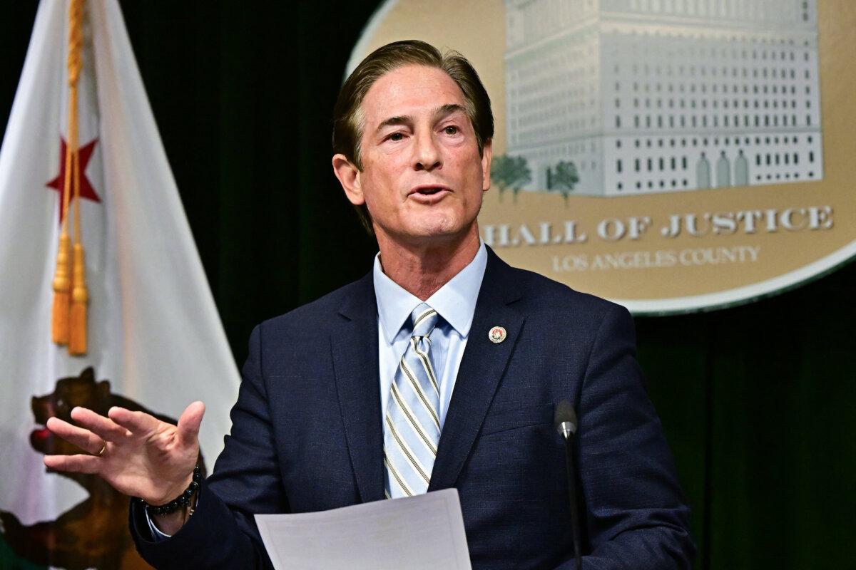 Los Angeles County District Attorney Nathan Hochman speaks during a news conference in Los Angeles, California on March 10, 2025. (Frederic J. Brown/AFP via Getty Images)
