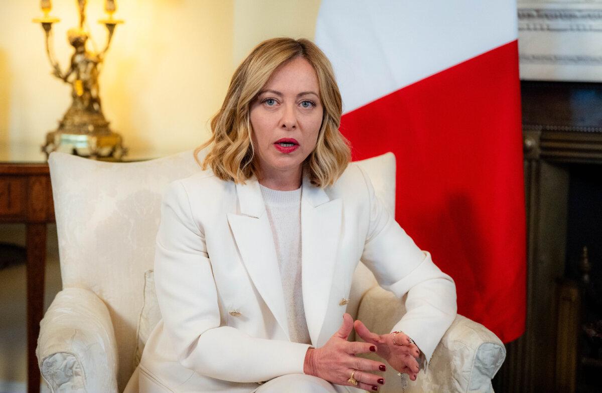 Italian Prime Minister Giorgia Meloni speaks in London on March 2, 2025. (Ben Whitley/Getty Images)