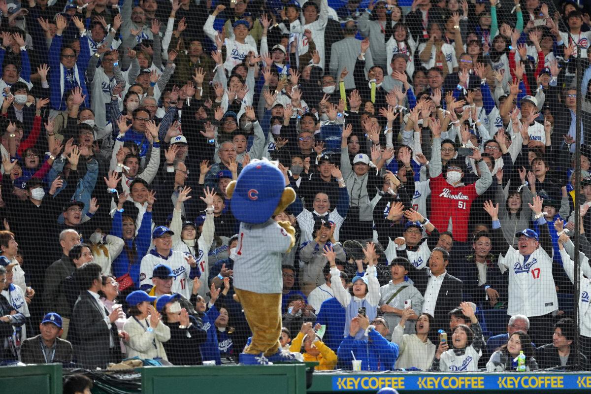 Fans enjoy the atmosphere during the MLB Tokyo Series game between the Los Angeles Dodgers and Chicago Cubs at Tokyo Dome in Tokyo, Japan, on March 19, 2025. (Masterpress/Getty Images)