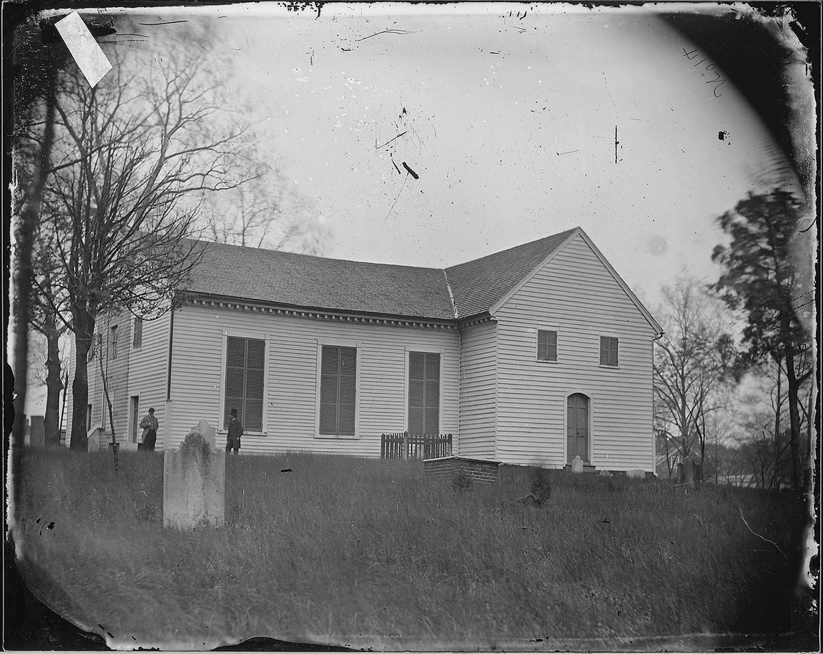 A photograph of the St. John's Church in Richmond, Va., between circa 1860 and 1865, where the Second and Third Virginia Conventions met in 1775. National Archives, College Park. (Public Domain)