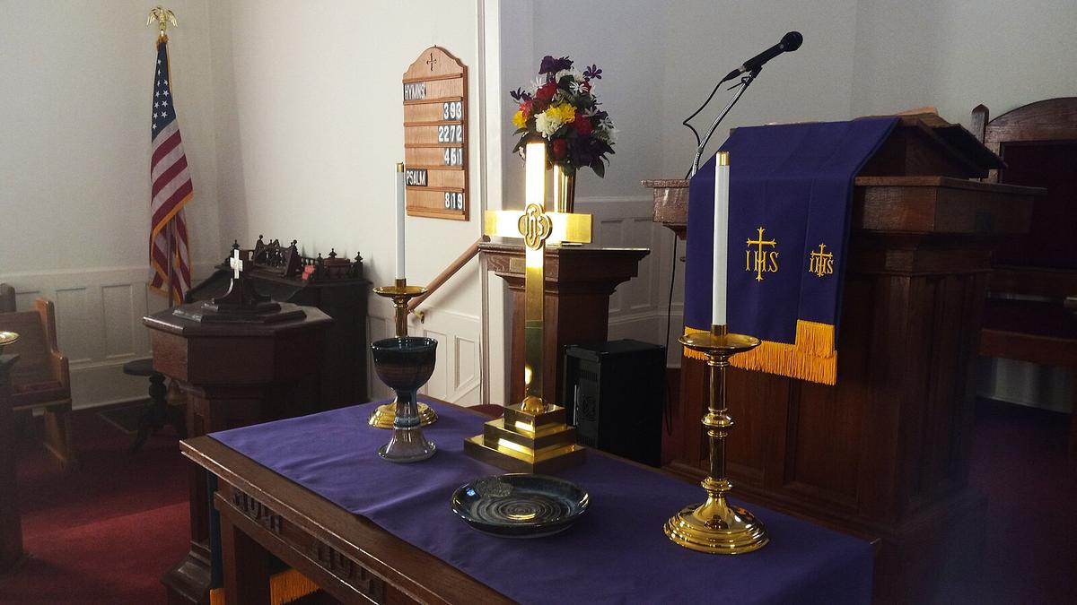Lent is a penitential season observed around the world. This 2025 photograph depicts the purple Lenten decor at Capers Chapel United Methodist Church in Little Mountain, S.C. (<a href="https://commons.wikimedia.org/wiki/User:Thomas_Kirchel">Thomas Kirchel</a>/<a href="https://creativecommons.org/licenses/by-sa/4.0/deed.en">CC BY-SA 4.0</a>)