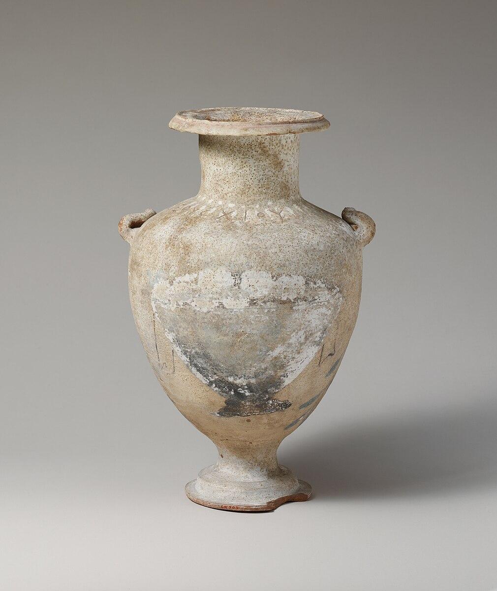 Terra-cotta Hadra hydria from the 3rd century B.C. Metropolitan Museum of Art. Plato saw <span style="font-weight: 400;">Callicles's</span> mindset as insatiable and unsustainable. (Public Domain)