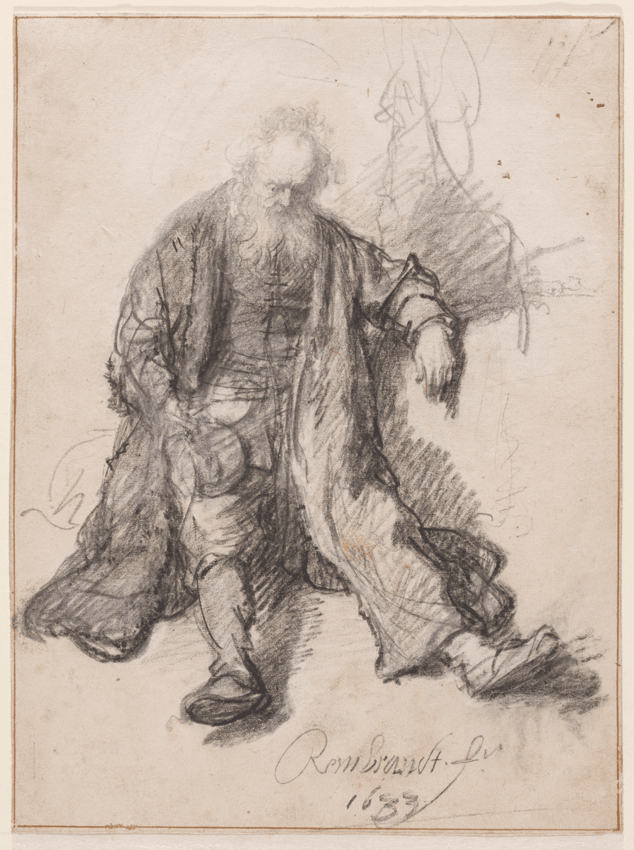 "Old Man Seated," between circa 1630 and circa 1633, by Rembrandt. The numbing effects of alcohol in the 3rd century B.C. were just as potent as in the 17th century A.D., when Rembrandt sketched a man under the spell of hard liquor. (Public Domain)