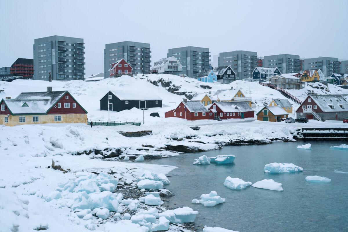Apartment buildings and houses in Nuuk, Greenland, on March 24, 2025. (Juliette Pavy/AFP via Getty Images)