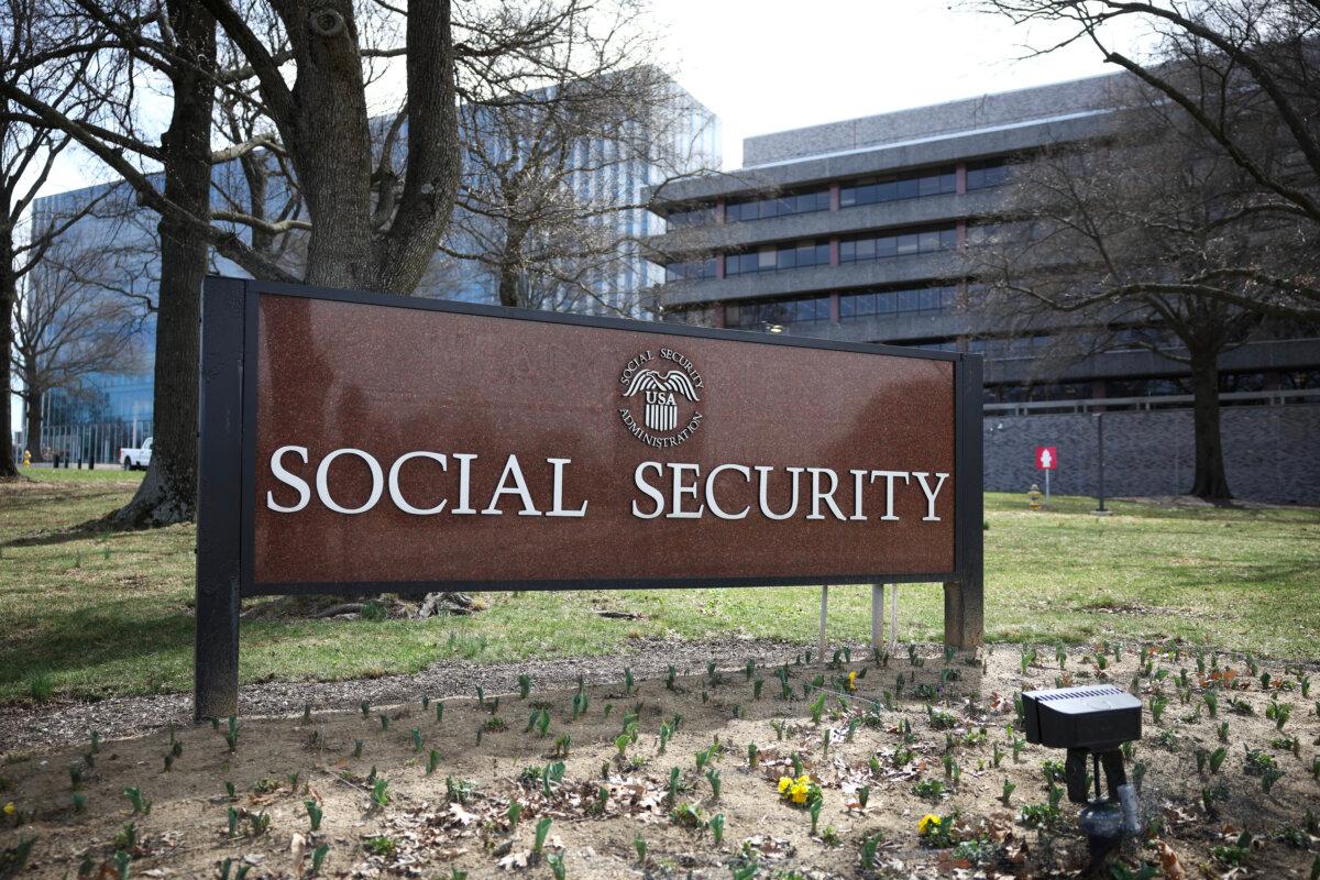 A sign in front of the entrance of the Security Administration's main campus in Woodlawn, Md., on March 19, 2025. (Kayla Bartkowski/Getty Images)