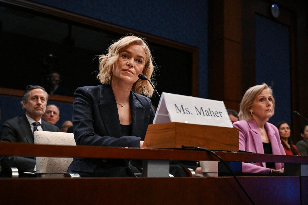NPR CEO Katherine Maher (L) and PBS CEO Paula Kerger (R) testify during a House Oversight and Government Reform Committee hearing on Capitol Hill in Washington on March 26, 2025. (Drew Angerer/AFP via Getty Images)