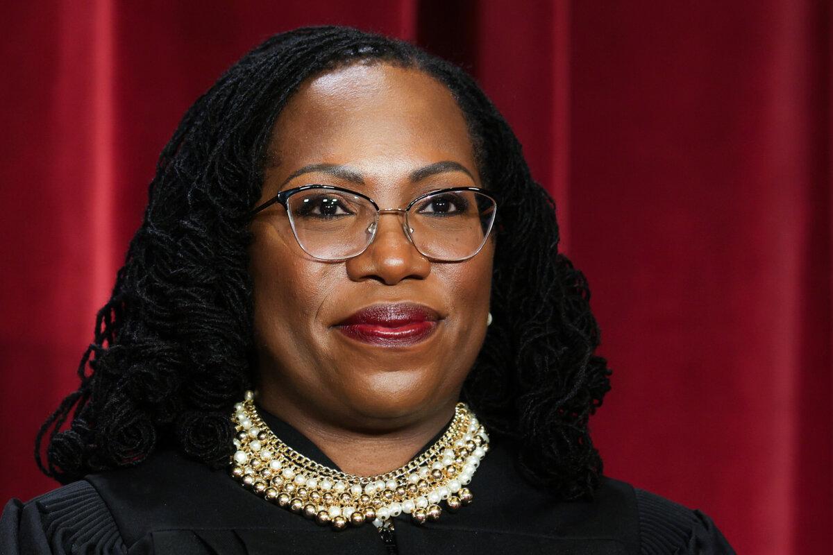 Supreme Court Justice Ketanji Brown Jackson poses for an official portrait in Washington on Oct. 7, 2022. (Alex Wong/Getty Images)
