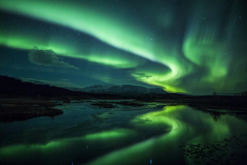 Northern lights above a lagoon in Iceland. (Dreamstime/TCA)