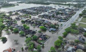 A severe storm floods the streets and swift water rescue in southern Texas