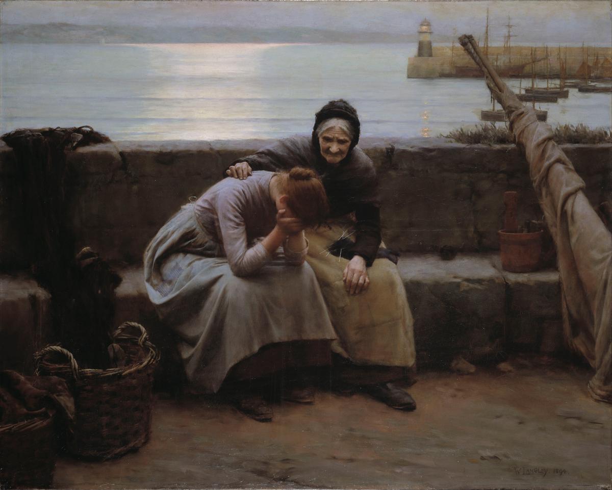 "Never Morning Wore to Evening but Some Heart Did Break," 1894, by Walter Langley. Poetry might help us remember that we may gain compassion as we age. Birmingham Museum and Art Gallery, England. (Public Domain)