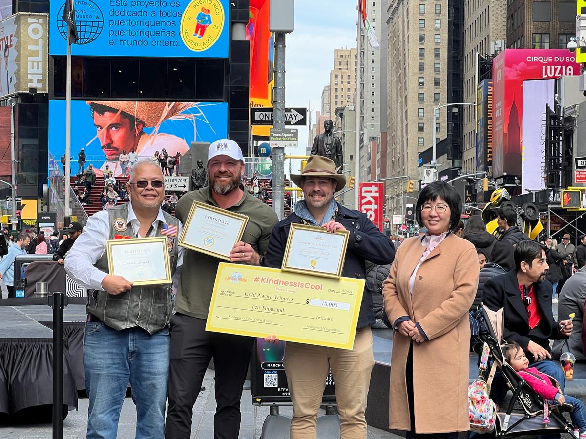 Gan Jing World Awards #KindnessIsCool Winners in Times Square