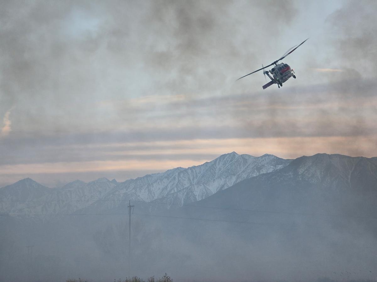 Aircraft were grounded on March 30, 2025, because of strong winds, but were able to attack the Silver Fire in Bishop, Calif., on March 31. 2025. (California Department of Forestry and Fire Protection)
