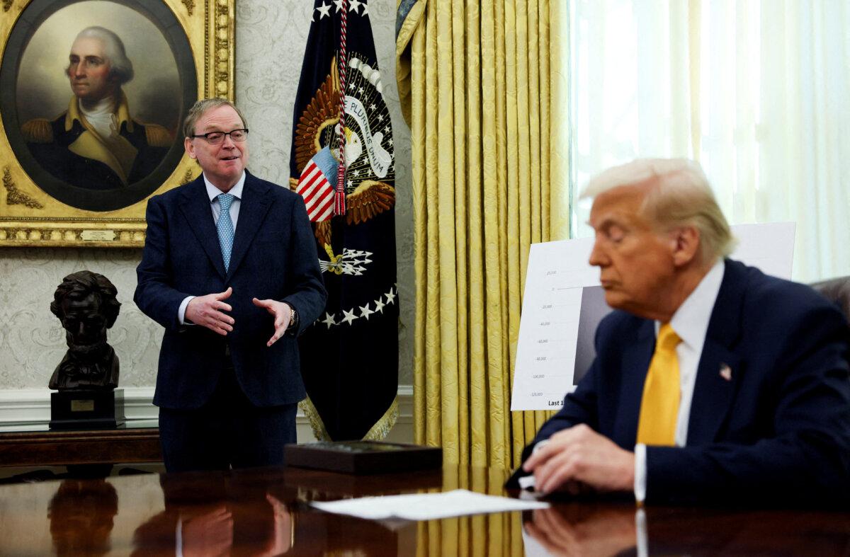 White House economic adviser Kevin Hassett speaks next to President Donald Trump in the Oval Office in Washington on March 7, 2025. (Leah Millis/File Photo/Reuters)