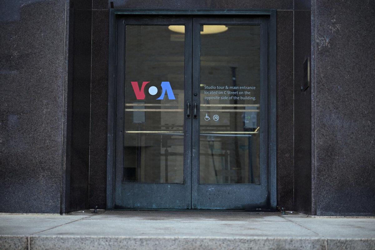 The Voice of America building in Washington on March 16, 2025, a day after more than 1,300 employees were placed on leave. (Reuters)
