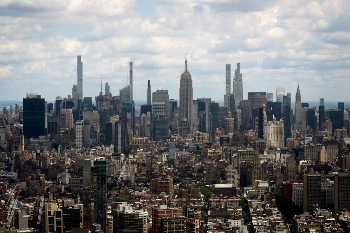 A general view of the skyline of the New York City borough of Manhattan from the One World Trade Center Tower on June 15, 2021. (Mike Segar/Reuters)