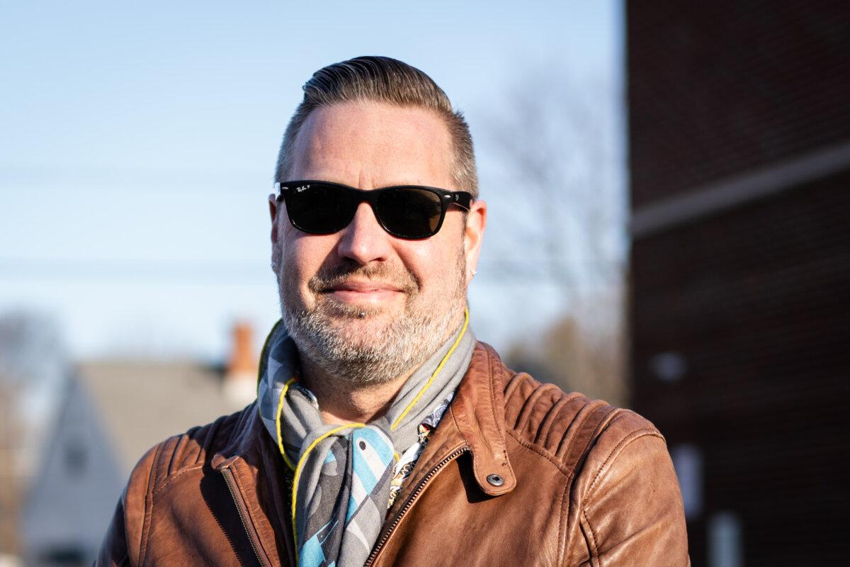 Adam Funk, 45, of Green Bay, Wis., after voting during the Wisconsin Supreme Court elections in Green Bay, Wis., on April 1, 2025. (Madalina Vasiliu/The Epoch Times)