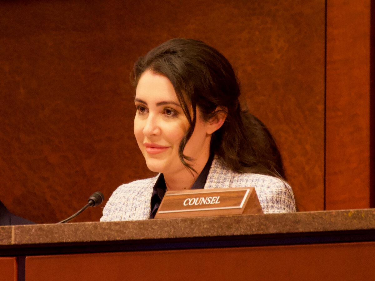 Chairwoman Rep. Anna Paulina Luna (R-Fla.) questions witnesses at the House Oversight Committee for Government Reform task force on the declassification of federal secrets hearing regarding the JFK files at the Capitol in Washington on April 1, 2025. (Travis Gillmore/The Epoch Times)