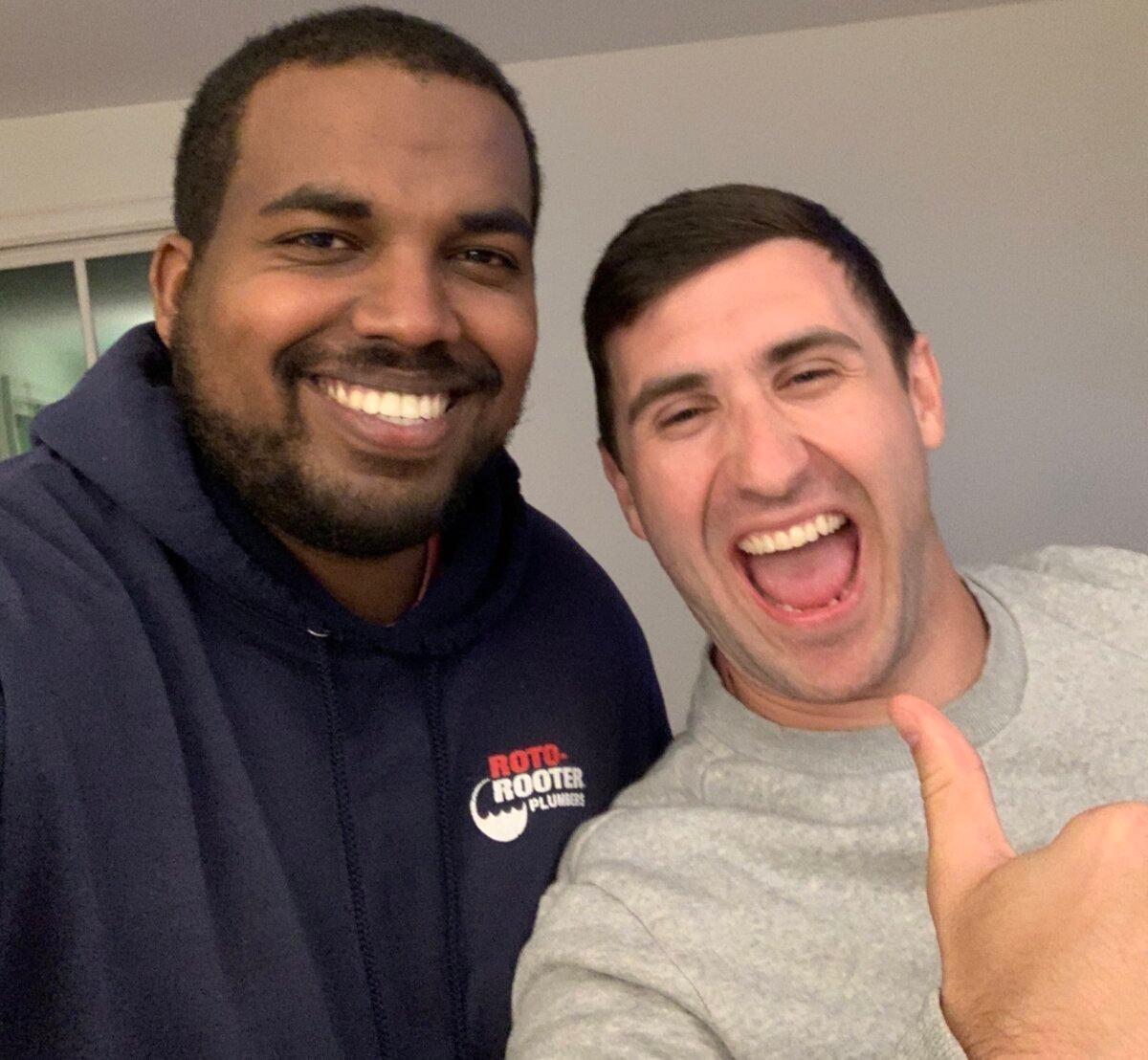Philip Anderson (L), of Texas, says Edward Jacob "Jake" Lang saved his life during the U.S. Capitol protest on Jan. 6, 2021, and the two met in person for the first time since then in Washington on Feb. 20, 2025. (Courtesy of Philip Anderson via X)