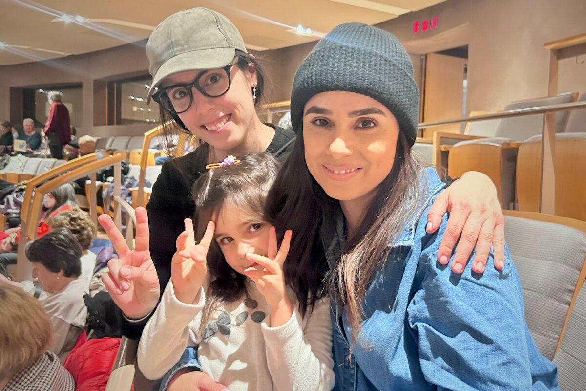 Melissa, Jessica, and Sofia Panetta attended Shen Yun Performing Arts at the Four Seasons Centre for the Performing Arts on April 2, 2025. (Lan Wang/The Epoch Times)