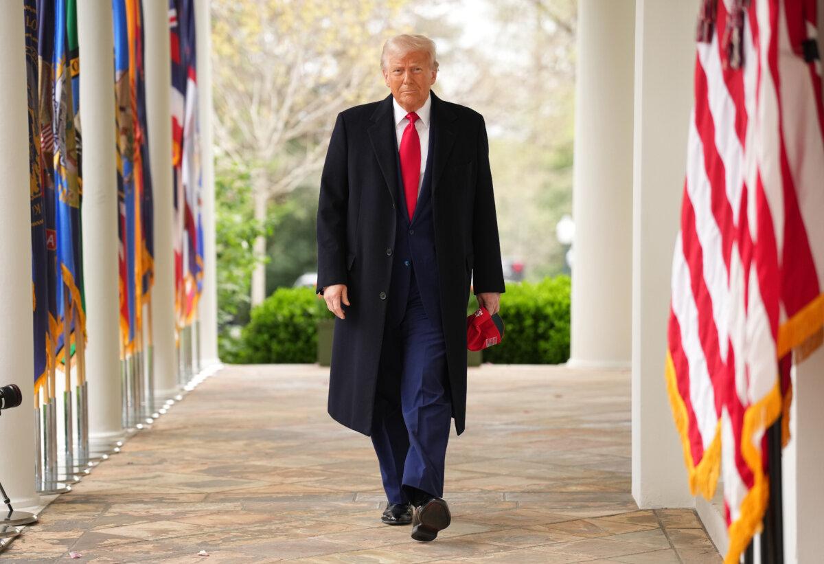 President Donald Trump arrives to speak at a âMake America Wealthy Againâ trade announcement event in the Rose Garden at the White House on April 2, 2025. (Andrew Harnik/Getty Images)