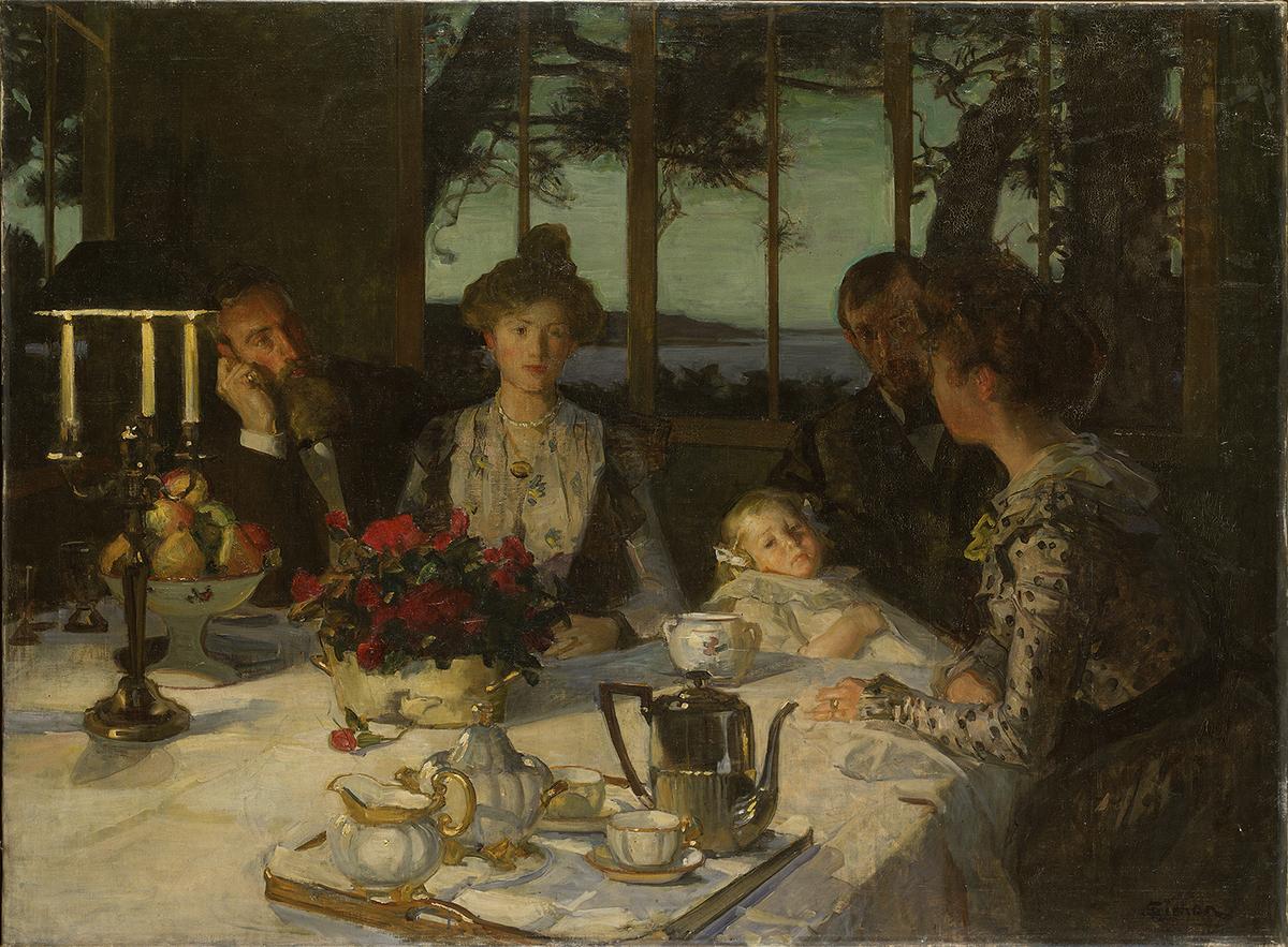 "Talking in the Twilight," 19th century, by Lucien Simon. Nationalmuseum, Stockholm, Sweden. (Public Domain)