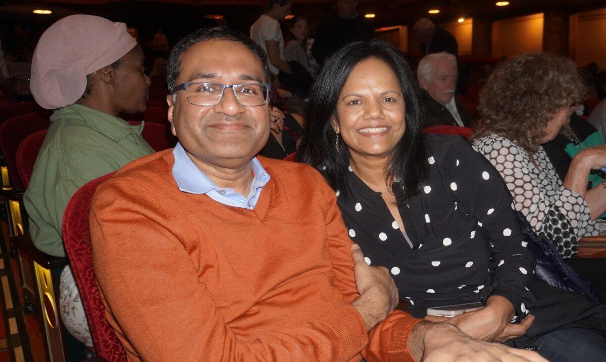 Himanshu Prasad and Madhavi Nori attended Shen Yun Performing Arts at the Boch Center’s Wang Theatre on April 4, 2025. (Mary Man/The Epoch Times)