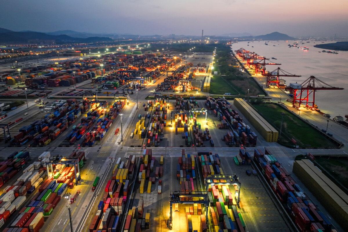Shipping containers at a port in Nanjing, in eastern China's Jiangsu province, on April 8, 2025. (AFP via Getty Images)