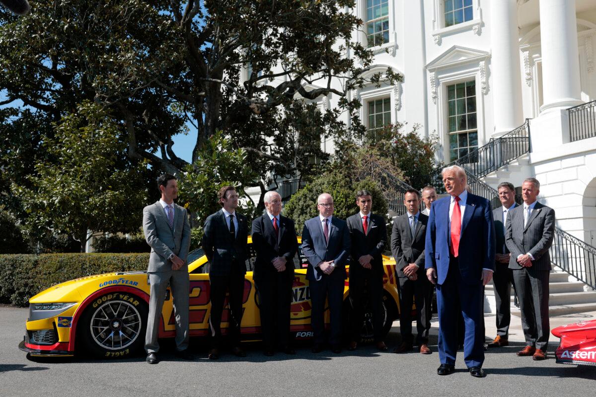President Donald Trump speaks to the media during a photo opportunity at the South Portico of the White House on April 9, 2025. (Anna Moneymaker/Getty Images)