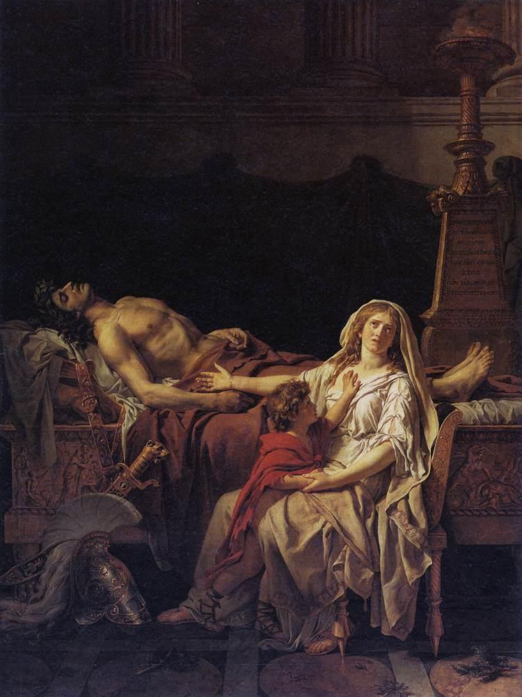 "Andromache Mourning Hector," 1783, by Jacques-Louis David. Oil on canvas; 108 1/5 inches by 79 11/12 inches. Louvre Museum. (Public Domain)