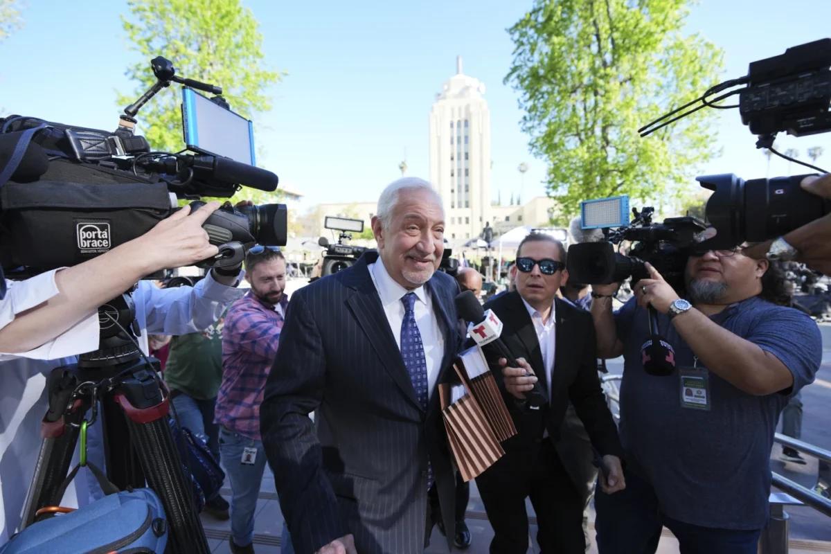 Attorney Mark Jelagos arrived on April 11, 2025 for a hearing on the case of Eric and Lyle Menendez in Los Angeles (Damien Dovalgenne/AP Photo)