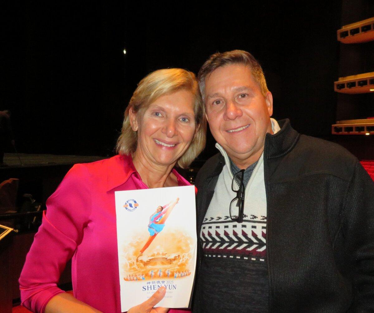 Sylvia and Jean Labelle attended Shen Yun Performing Arts at Place des Arts - Salle Wilfrid-Pelletier on April 11, 2025. (<span class="s1"> Liang Yao/</span>The Epoch Times)