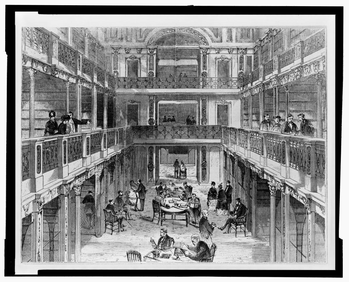 The Library of Congress, then located in the Capitol Building in 1853. Library of Congress. (Public Domain)