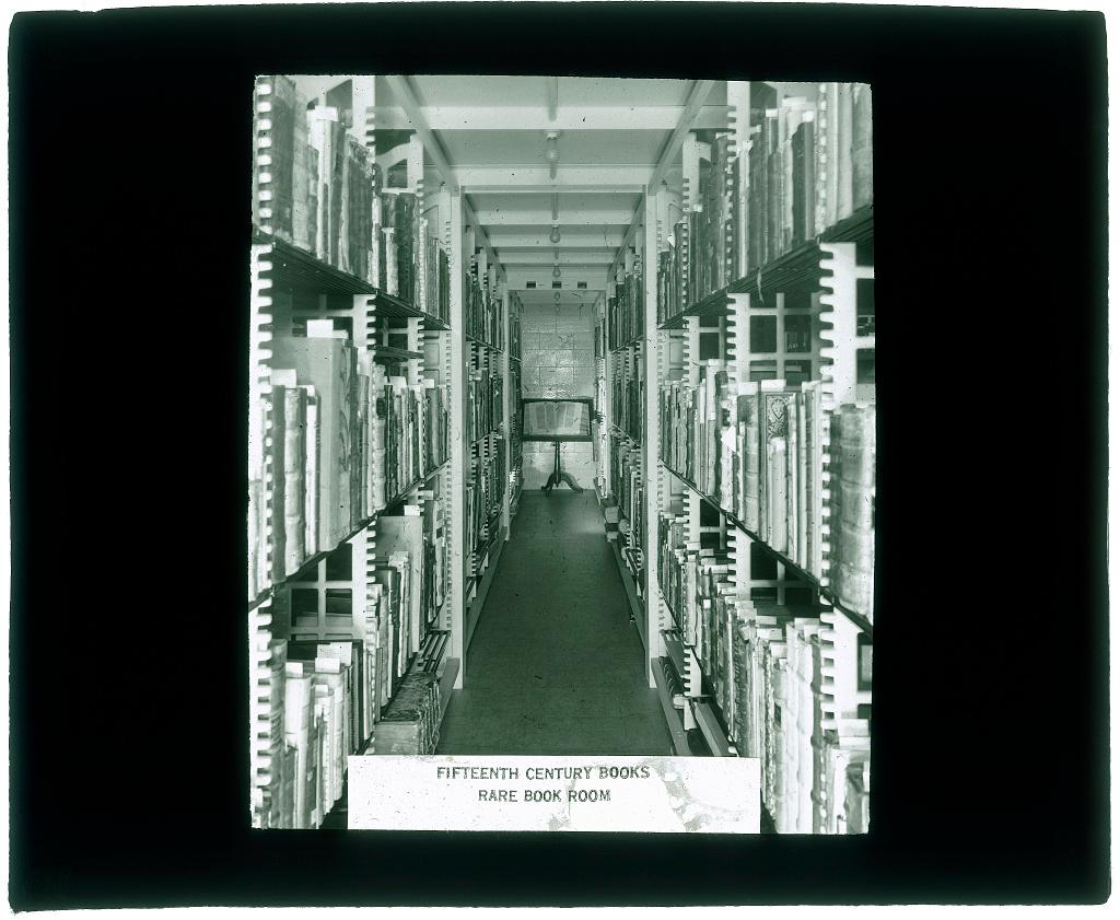 Fifteenth-century books in the "Rare Book Room." Library of Congress. (Public Domain)