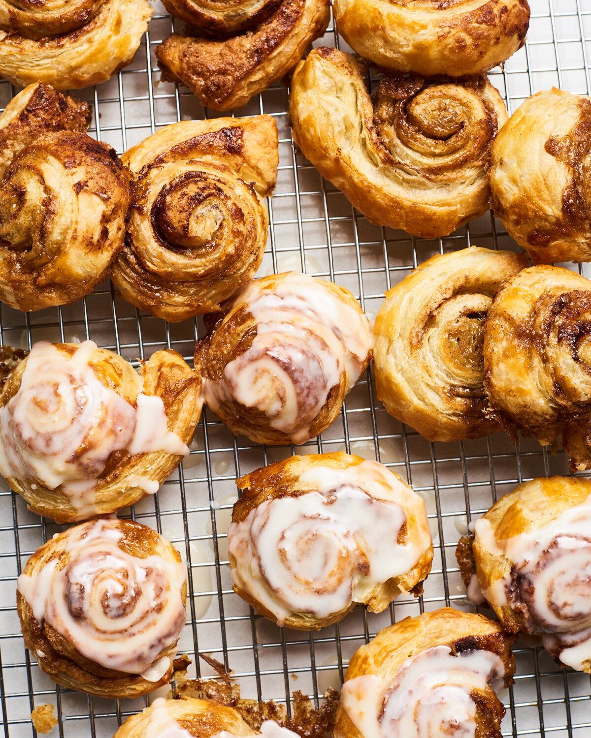 These shortcut cinnamon rolls start with buttery, flaky store-bought puff pastry. (Joe Lingeman/TCA)
