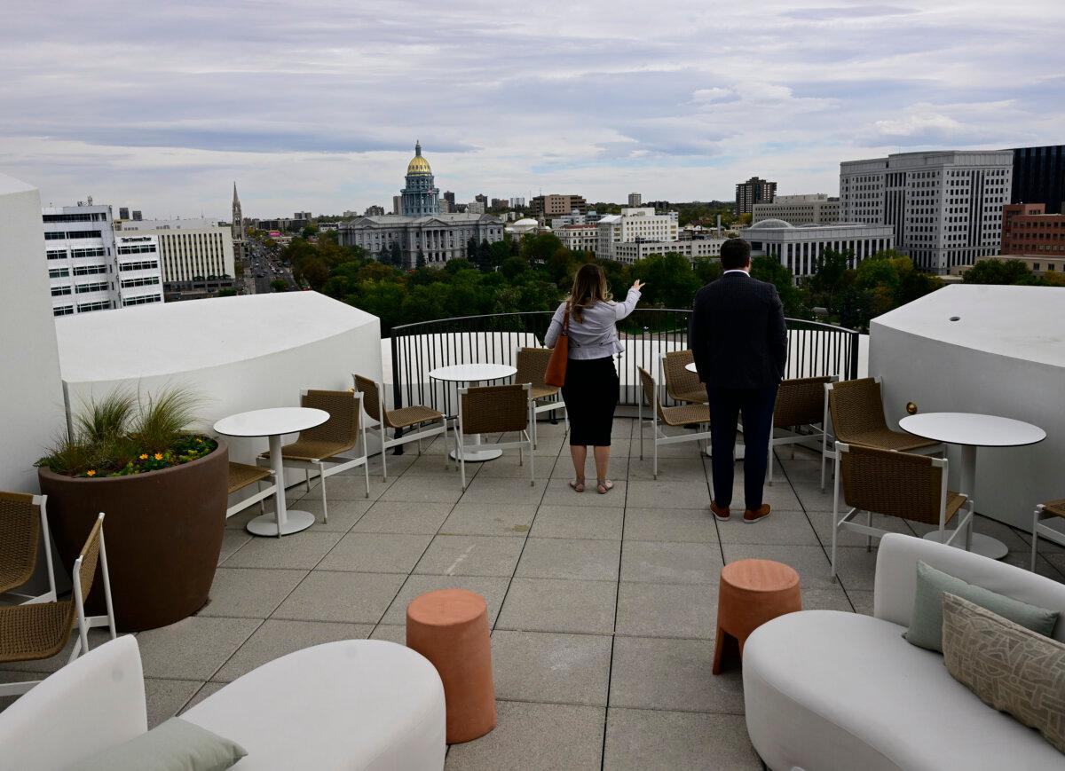 Rooftop view from the new Populus Hotel in downtown Denver, Oct. 17, 2024. (Andy Cross/The Denver Post/TNS)
