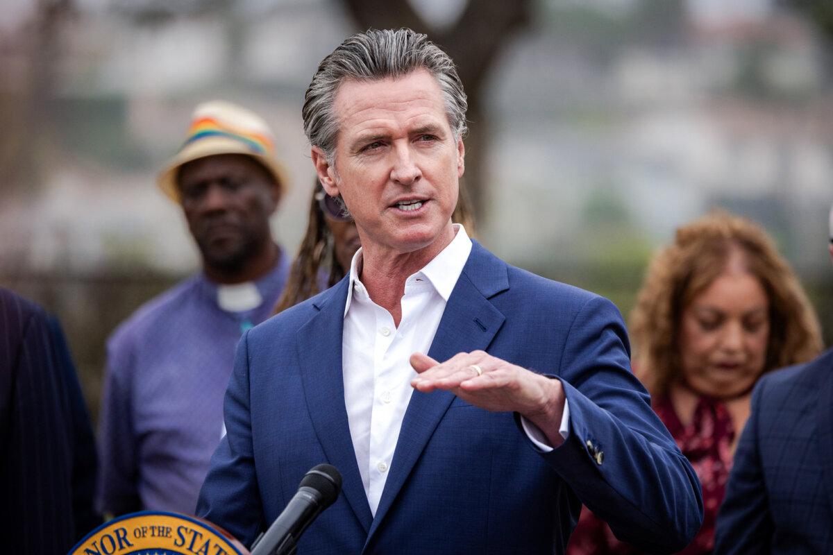 California Gov. Gavin Newsom speaks in Los Angeles on Sept. 25, 2024. (John Fredricks/The Epoch Times)