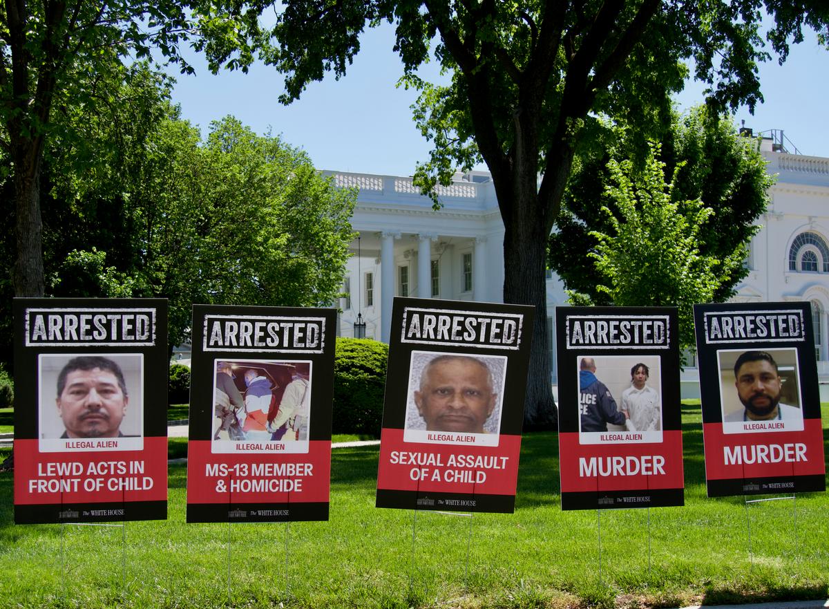 White House Lawn Displays Mugshots of Arrested Illegal Immigrants and Their Alleged Crimes