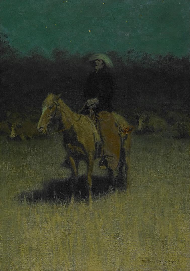 "Cowpuncher's Lullaby," 1906, by Frederic Remington. Oil on canvas. Crystal Bridges Museum of American Art, Bentonville, Ark. (Public Domain)