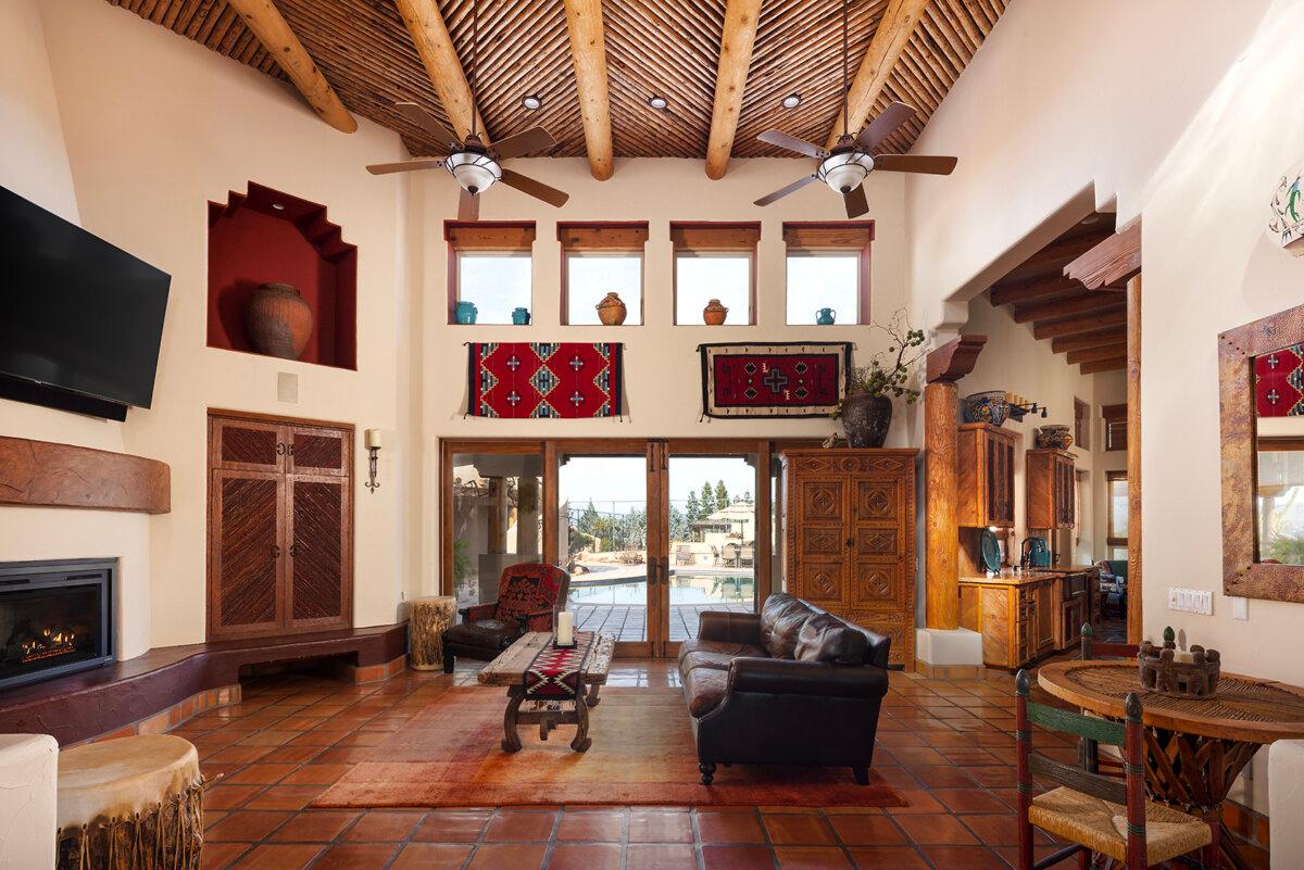 The home has walls of hand-troweled plaster with high ceilings. (Andrew Bramasco)