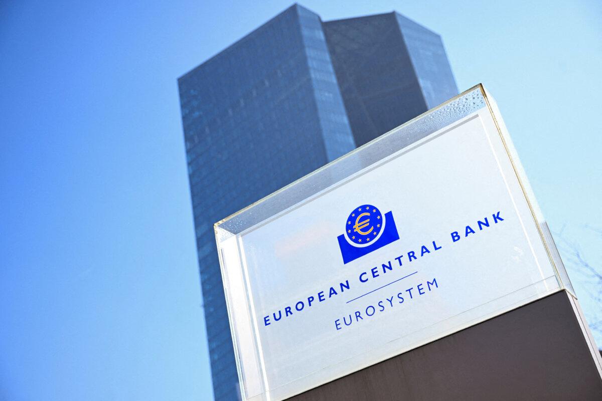 A view of the European Central Bank (ECB) headquarters in Frankfurt, Germany, on March 6, 2025. (Jana Rodenbusch/Reuters)