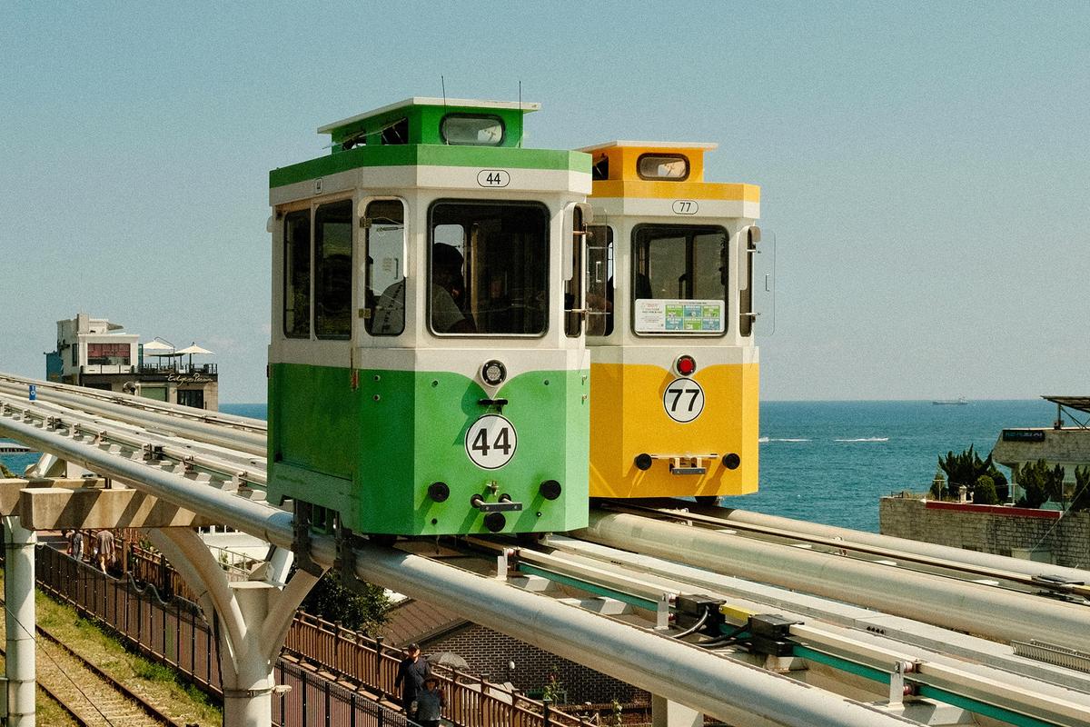 The Sky Capsule offers elevated views of Busan's coastline. The quaint capsules on the monorail seats up to four people each. (İrem Çilingir/Pexels)