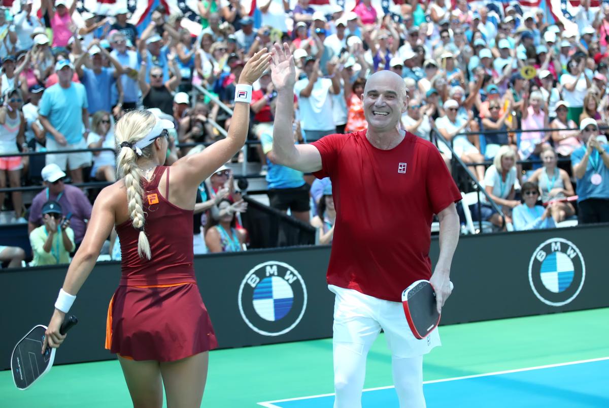 Andre Agassi Wins His Professional Pickleball Debut With Partner Anna Leigh Waters