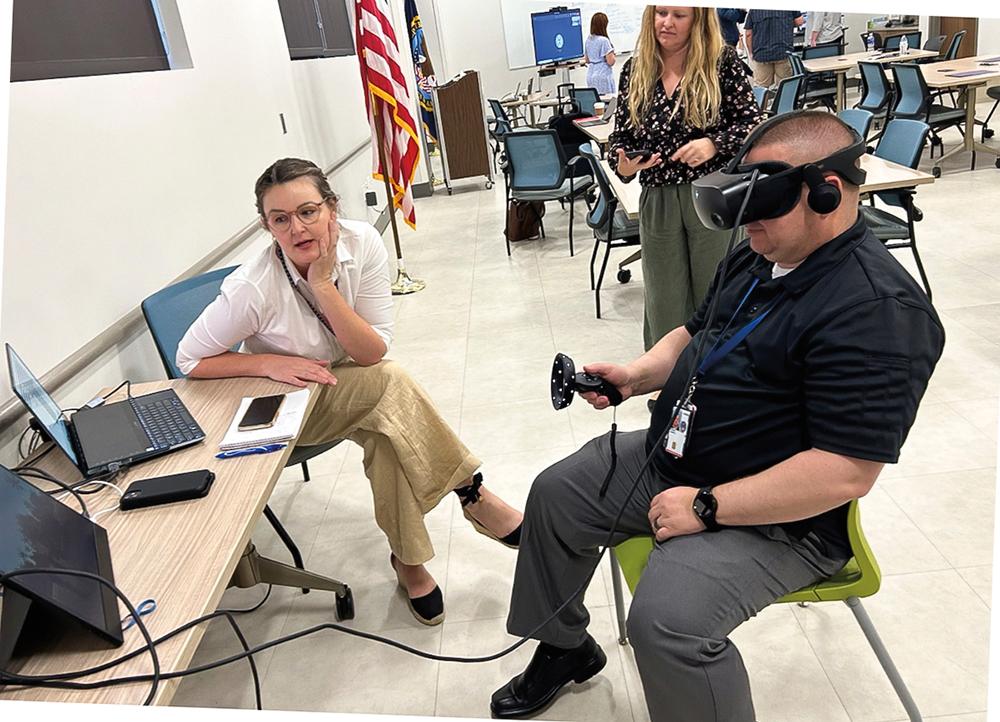 Patients usually undergo about 10 sessions of VR exposure therapy. (Courtesy of Chris Meek)