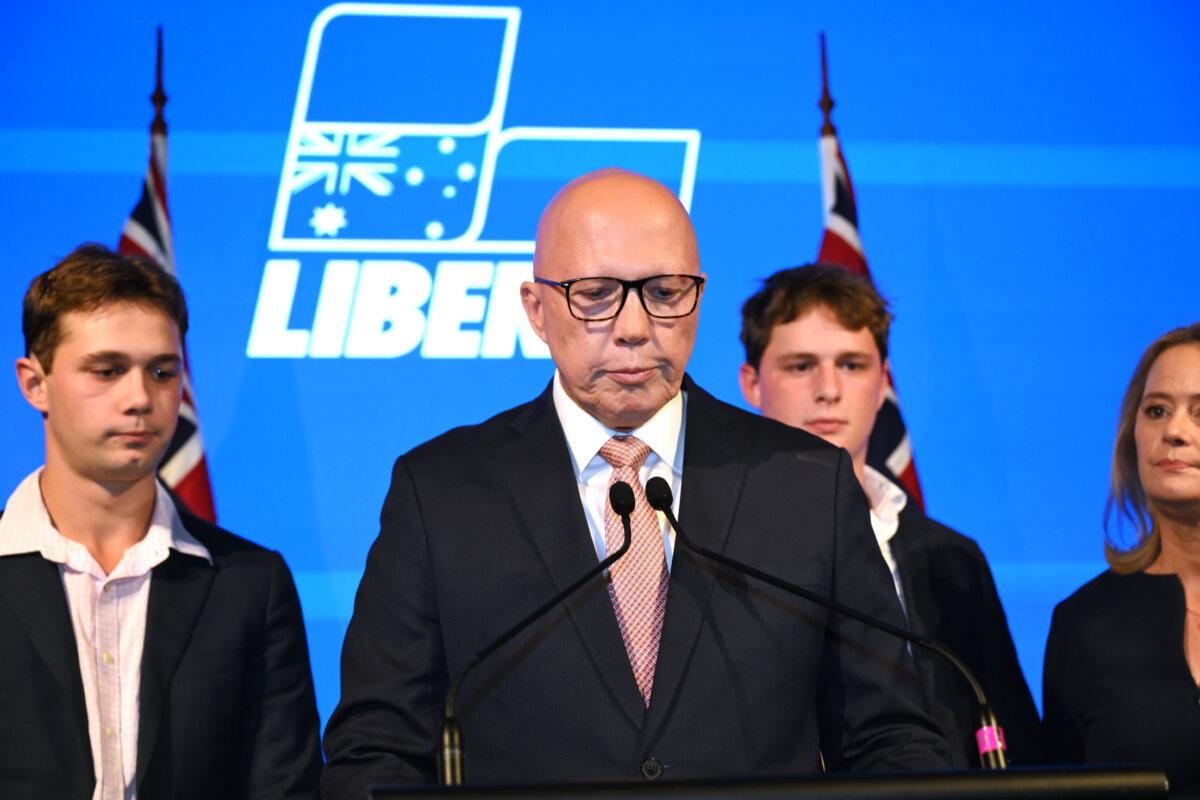 Federal Opposition Leader Peter Dutton concedes defeat in Brisbane, Australia, on May 03, 2025. (Dan Peled/Getty Images)