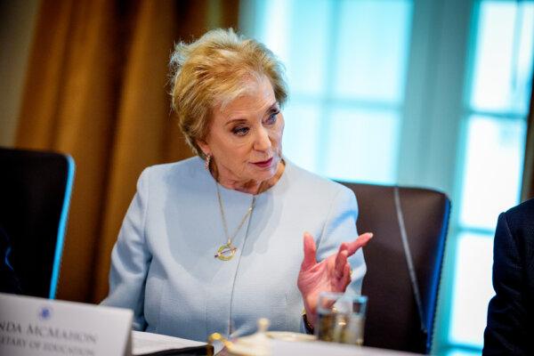 Education Secretary Linda McMahon speaks during a Cabinet meeting at the White House on April 30, 2025. (Andrew Harnik/Getty Images)
