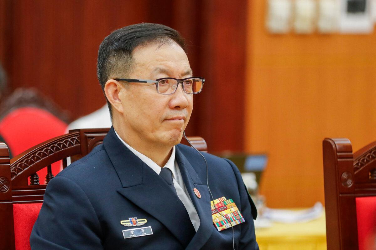 China's Defence Minister Dong Jun attends a meeting with Vietnam's Prime Minister Pham Minh Chinh and Chinese leader Xi Jinping at the Office of the Party Central Committee in Hanoi on April 14, 2025.(Minh Hoang/POOL/AFP via Getty Images)