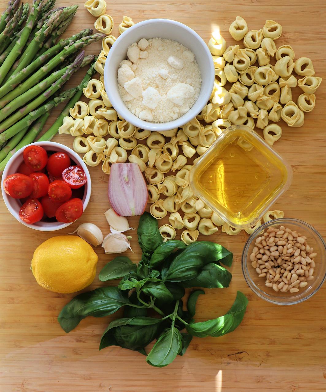 Ingredients for a budget tortellini salad for two. (Gretchen McKay/Pittsburgh Post-Gazette/TNS)